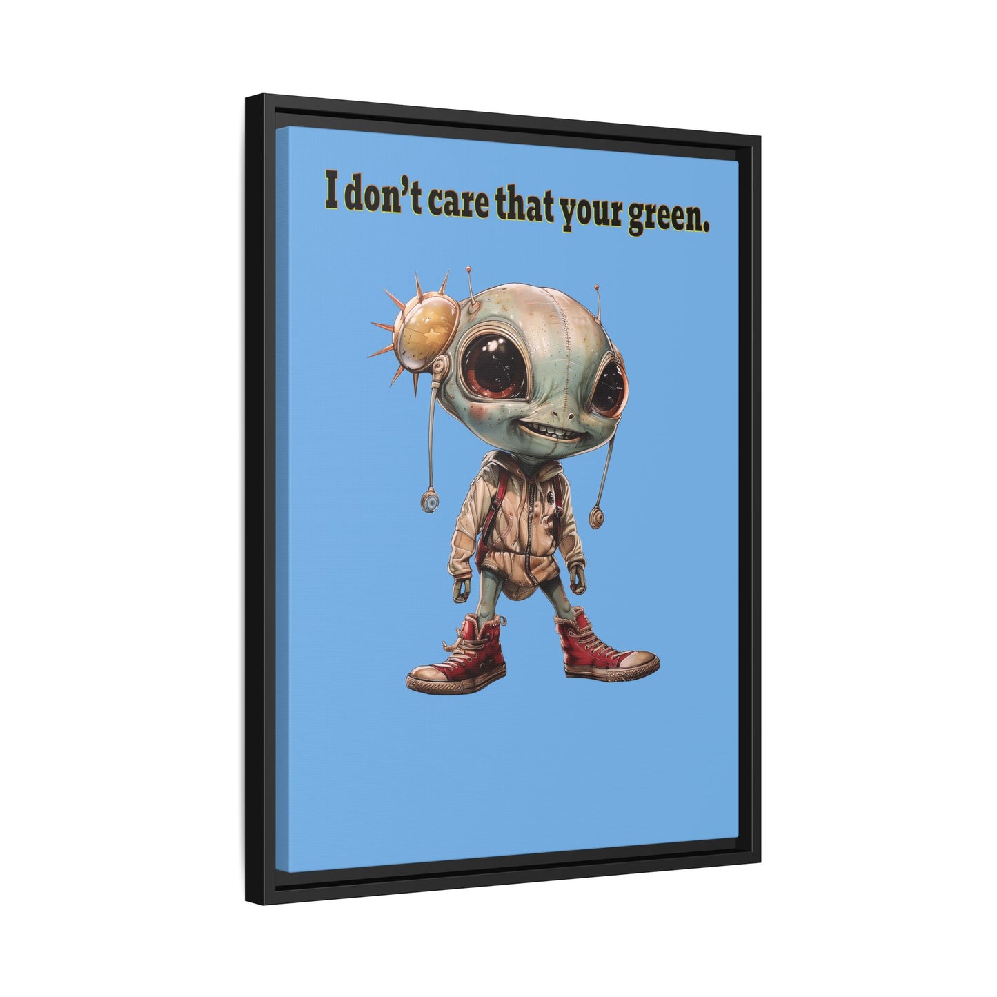I don't care that your green - framed canvas art (light blue)