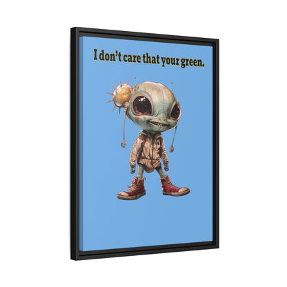 I don't care that your green - framed canvas art (light blue)