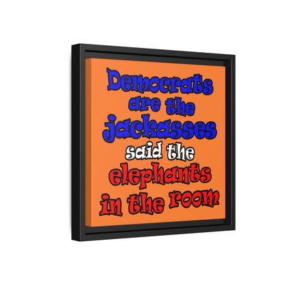 donkeys and elephants - framed canvas art (crusta)