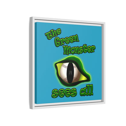 green monster - framed canvas art (turquoise)