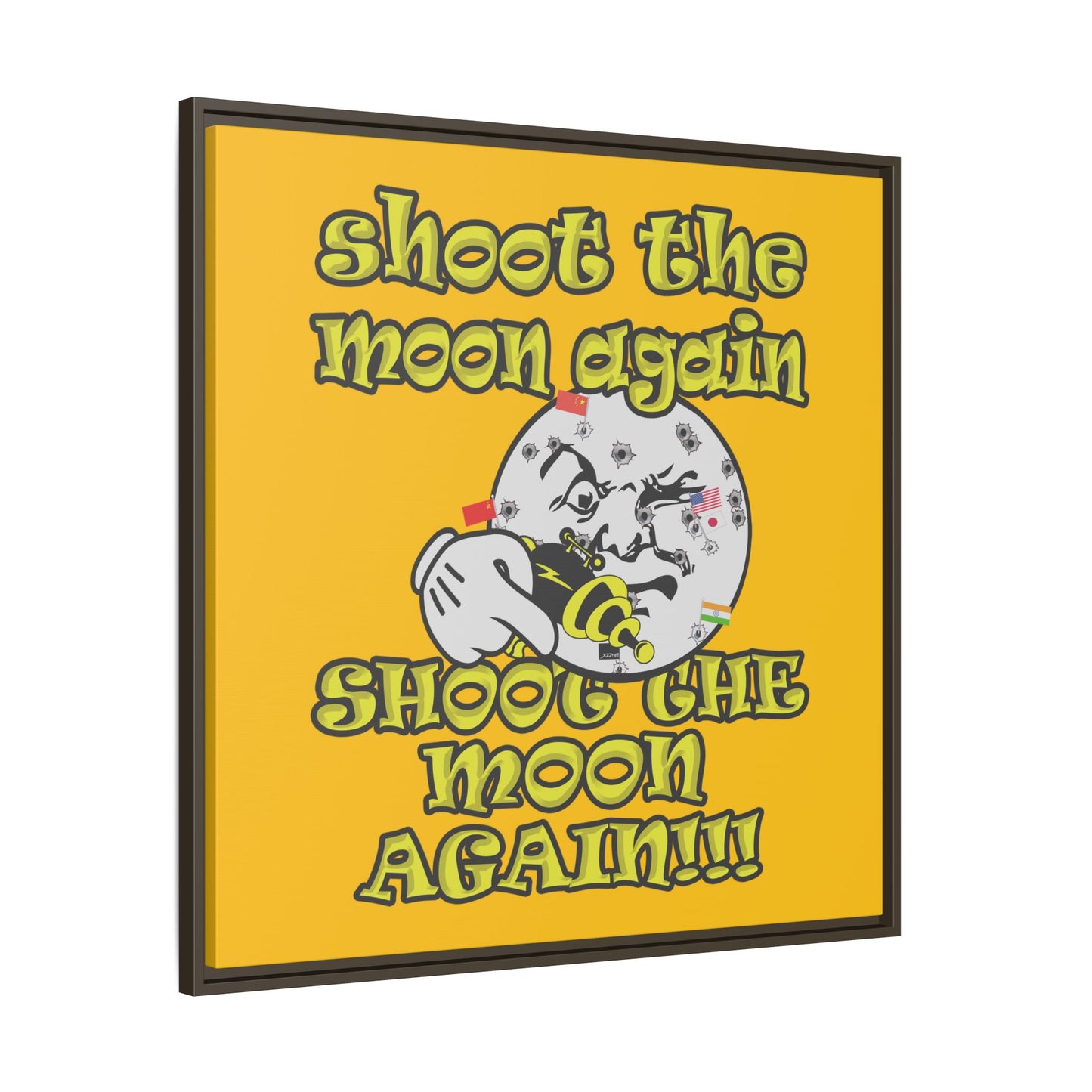 shoot the moon again - framed canvas art (yellow)