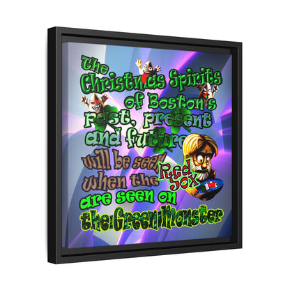 christmas spirits of boston - framed canvas art (grey-pink wave)