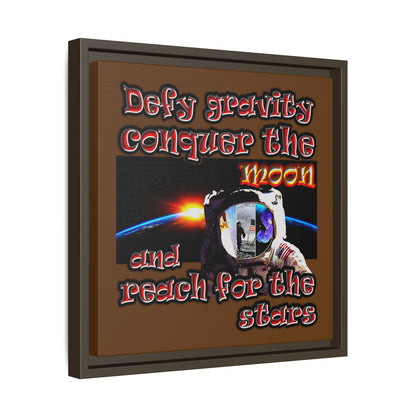 defy conquer reach - framed canvas art (brown)