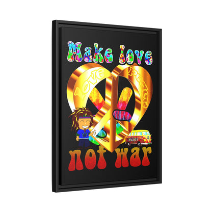 love peace - framed canvas art (black)