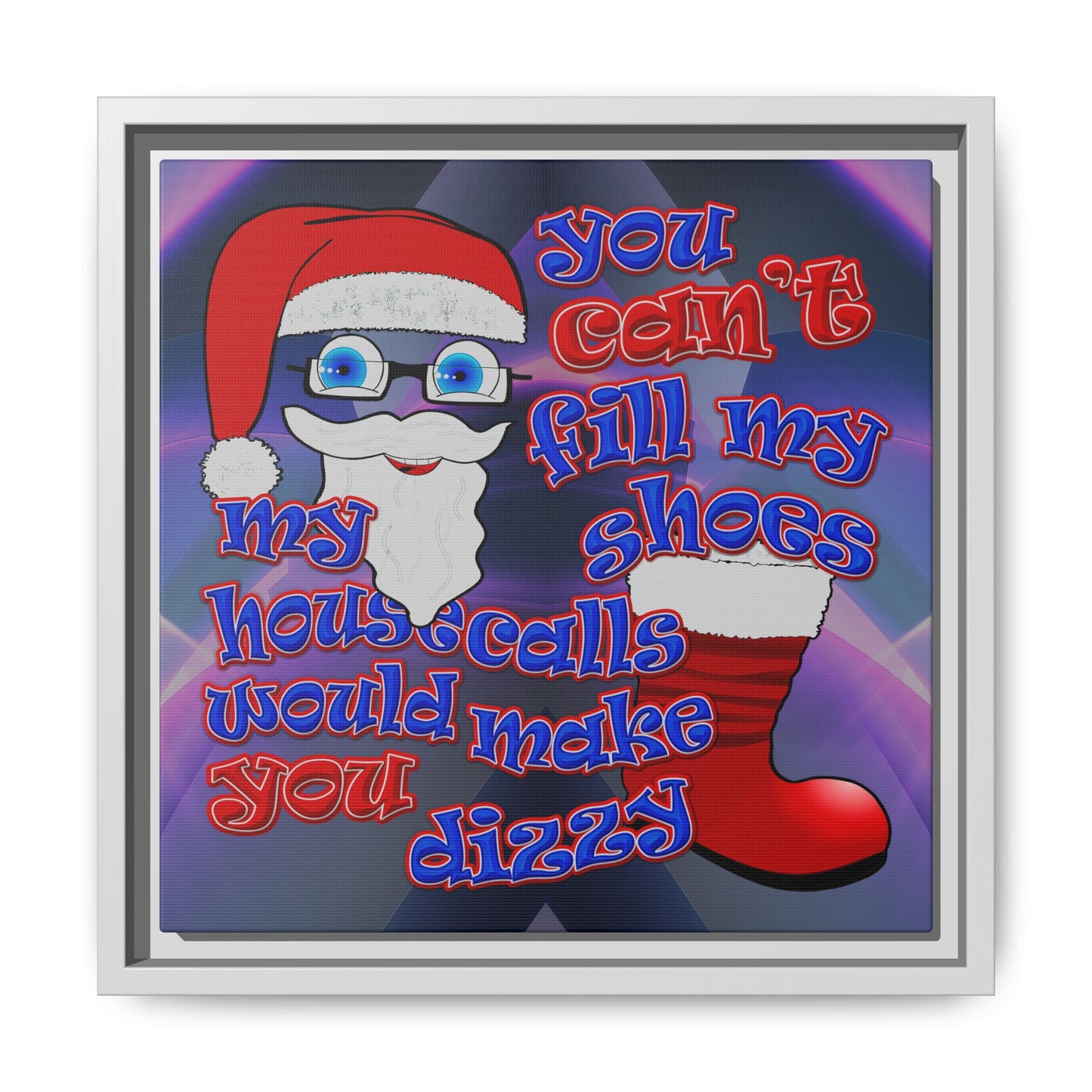 santa's shoes - framed canvas art (grey-pink wave)