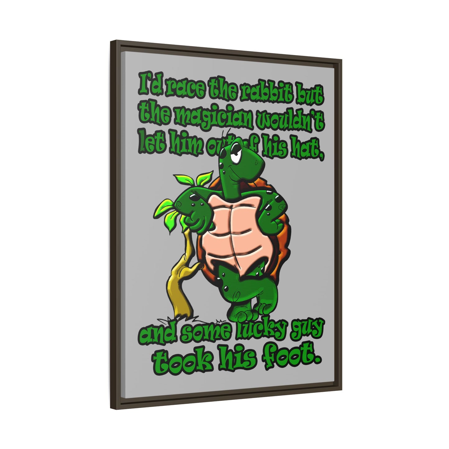 turtle race - framed canvas art (light grey)
