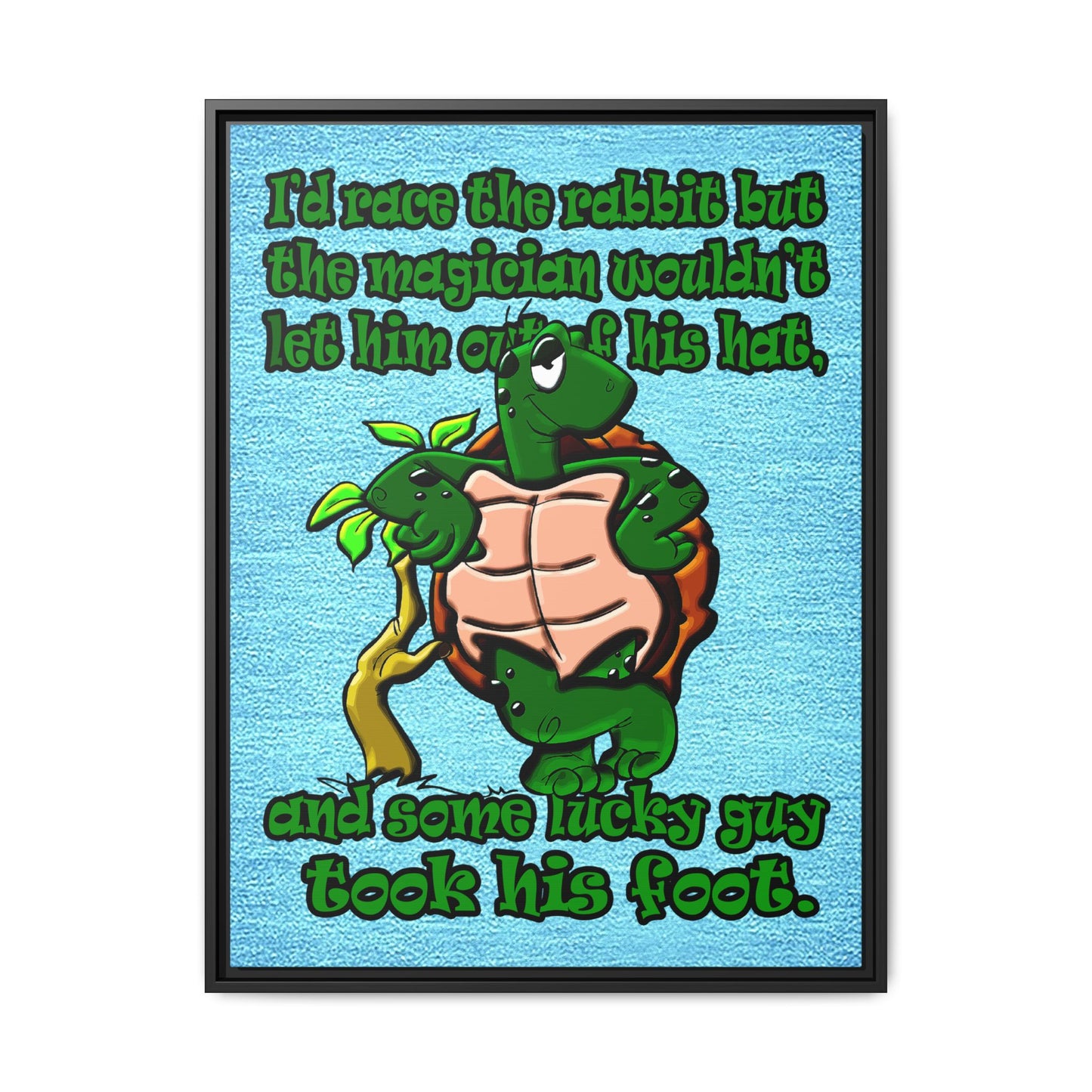 turtle race - framed canvas art (faded blue)