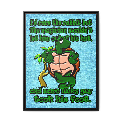 turtle race - framed canvas art (faded blue)