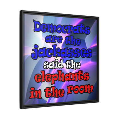 donkeys and elephants - framed canvas art (grey-pink wave)