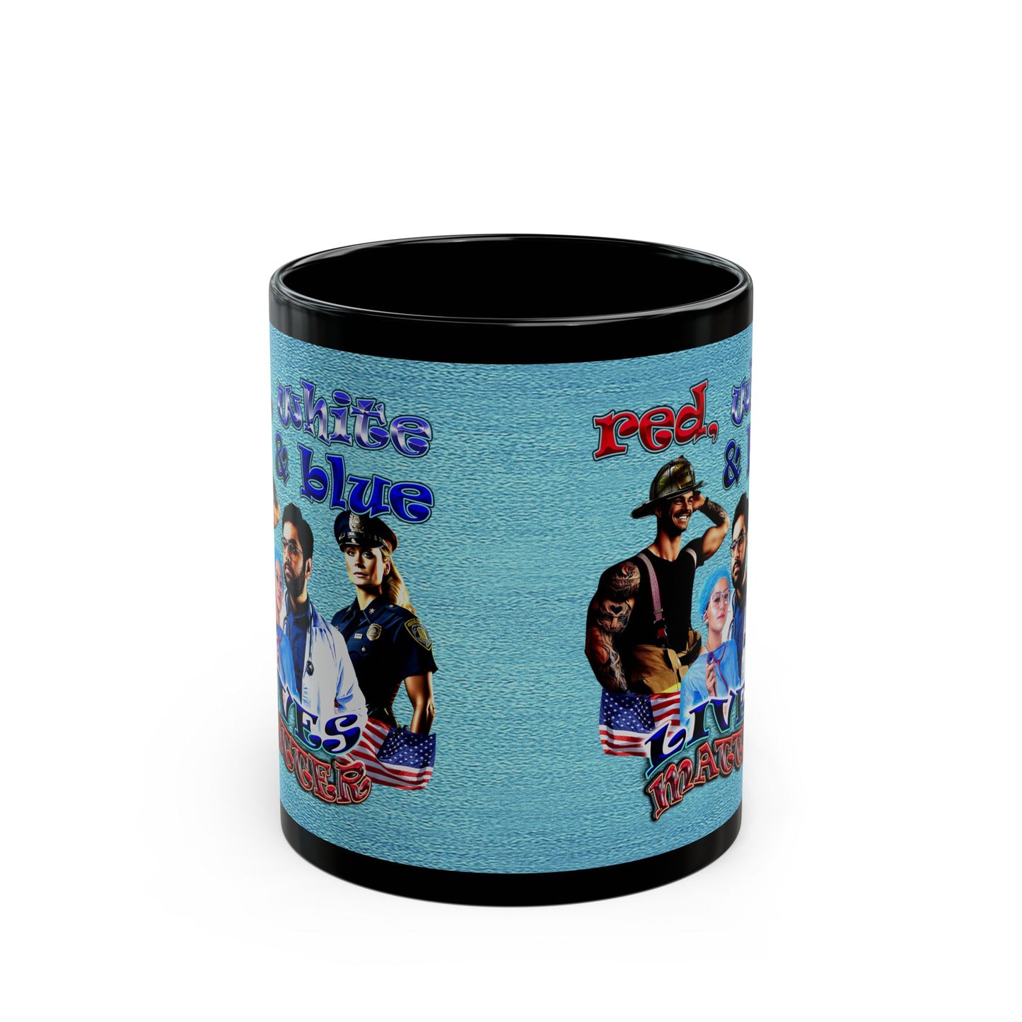 rw&b lives matter - Black Mug (faded blue)