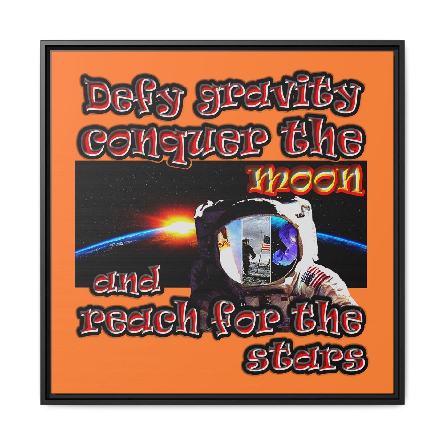 defy conquer reach - framed canvas art (crusta)