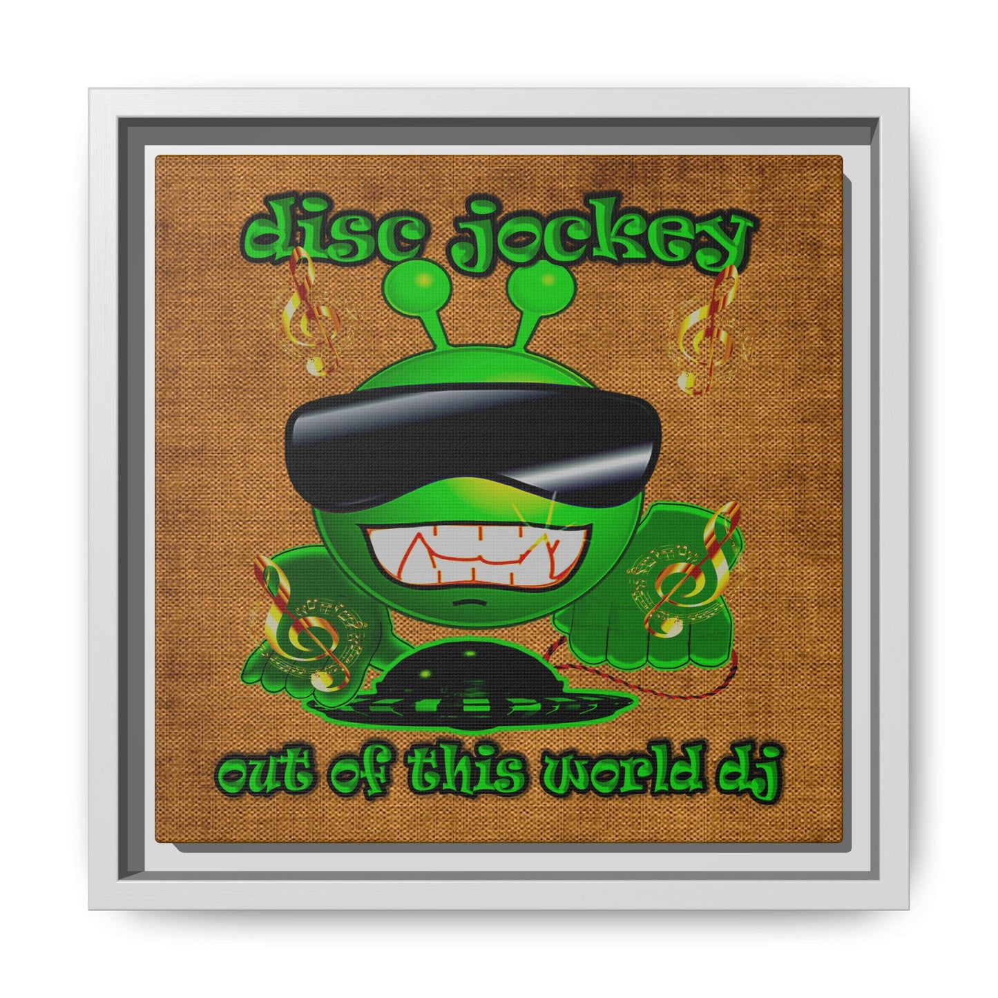 disc jockey - framed canvas art (brown papyrus)