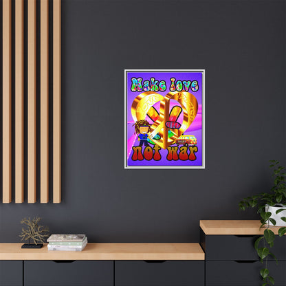 love peace - framed canvas art (purple-pink wave)