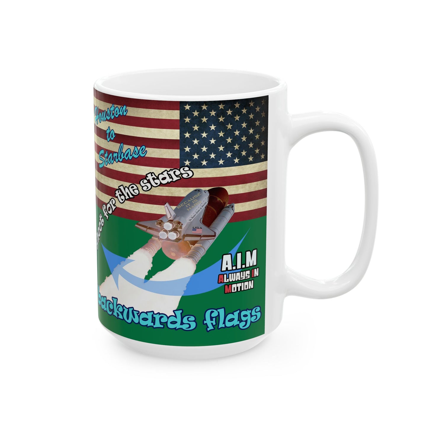 shoot for the stars - White Mug (dark green)