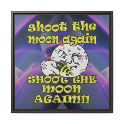 shoot the moon again - framed canvas art (grey-pink wave)