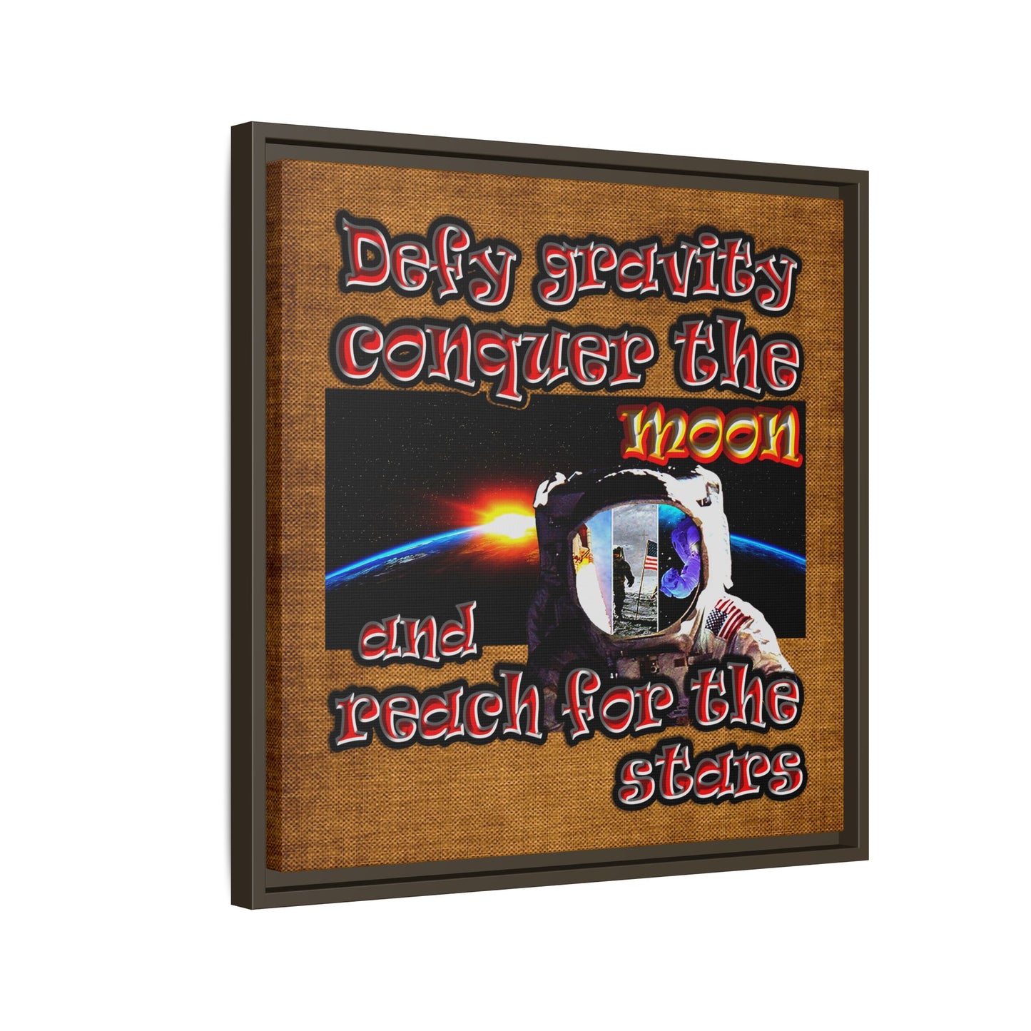 defy conquer reach - framed canvas art (brown papyrus)