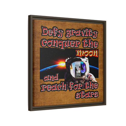 defy conquer reach - framed canvas art (brown papyrus)