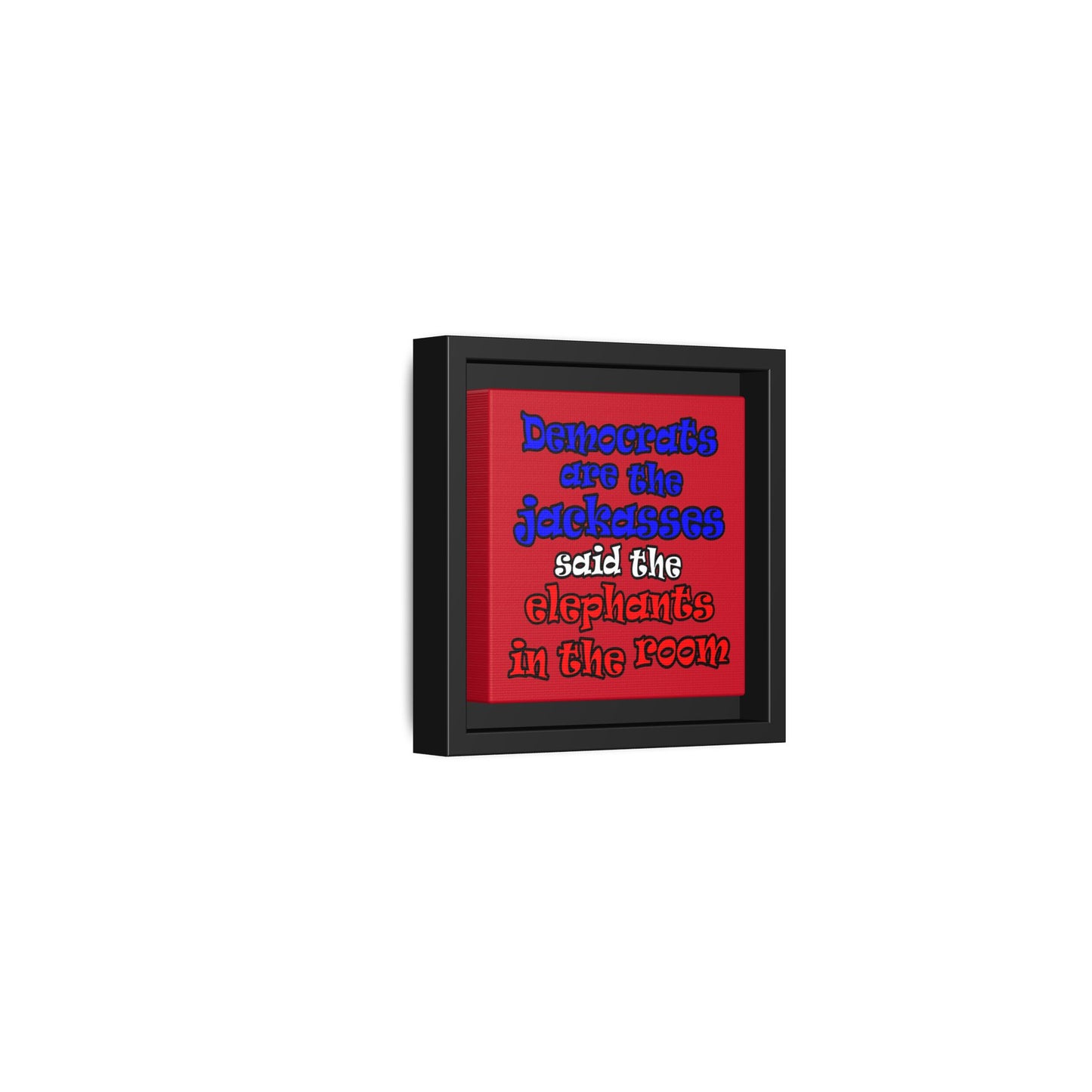 donkeys and elephants - framed canvas art (dark red)