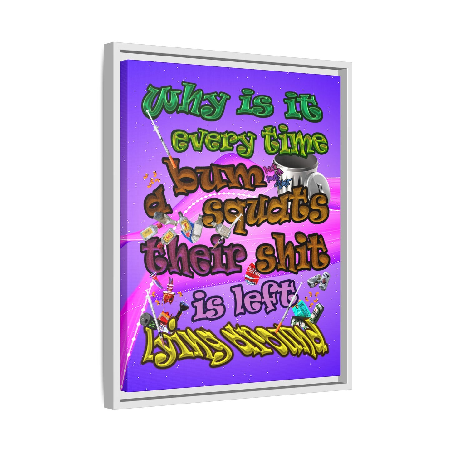 the bum's shit - framed canvas art (purple-pink wave)