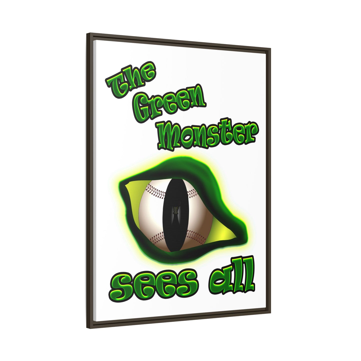 green monster - framed canvas art (white)