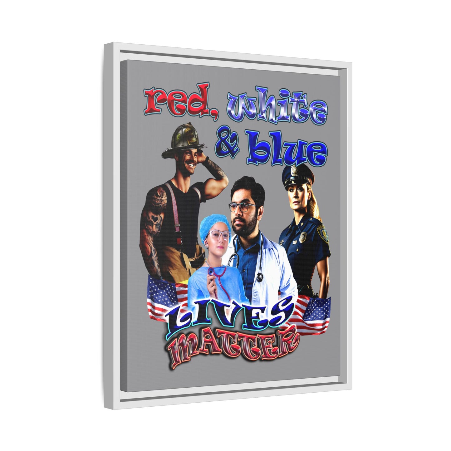rw&b lives matter - framed canvas art (grey)