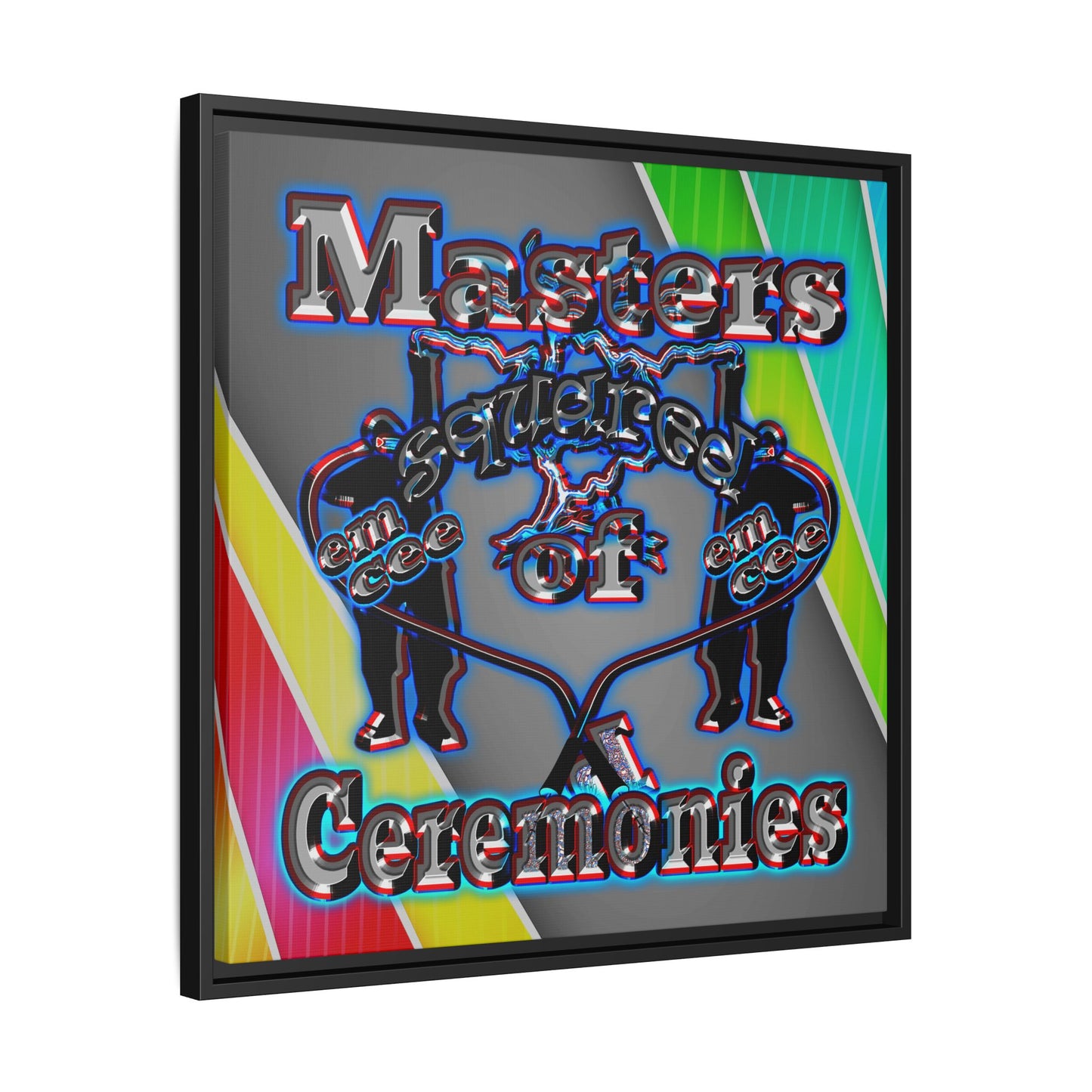 em cee squared - framed canvas art (rainbow split)