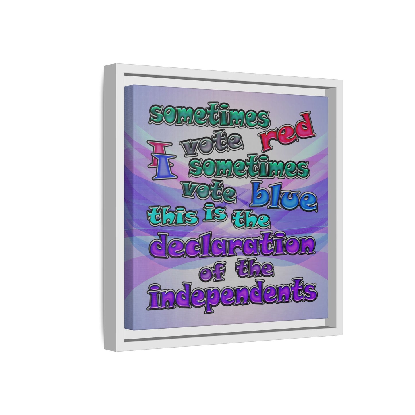 declaration of the independents - framed canvas art (light blue-pink wave)