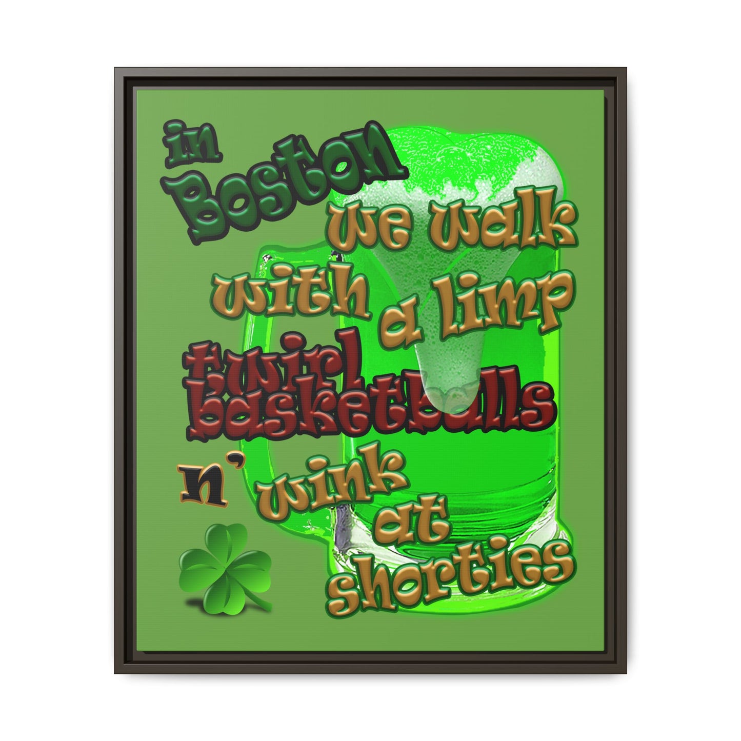 celtics logo - framed canvas art (green)