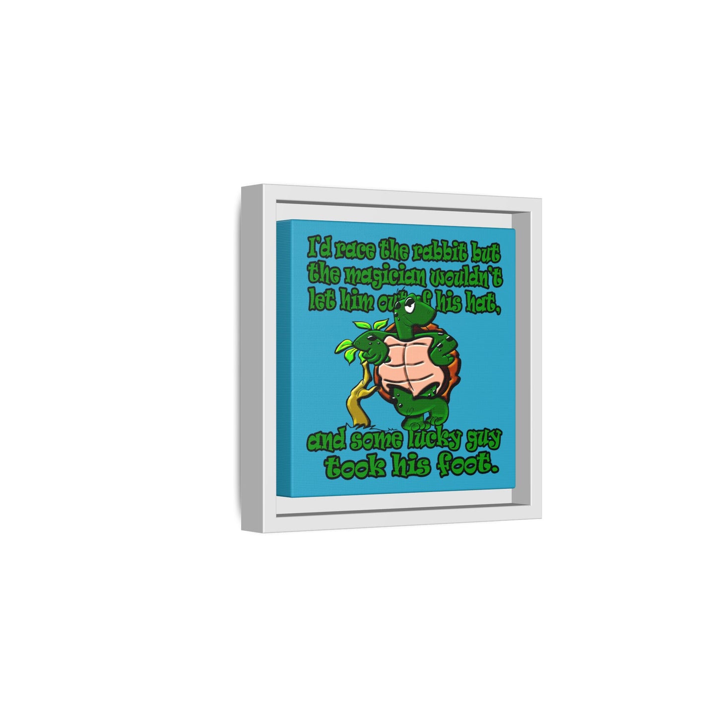 turtle race - framed canvas art (turquoise)