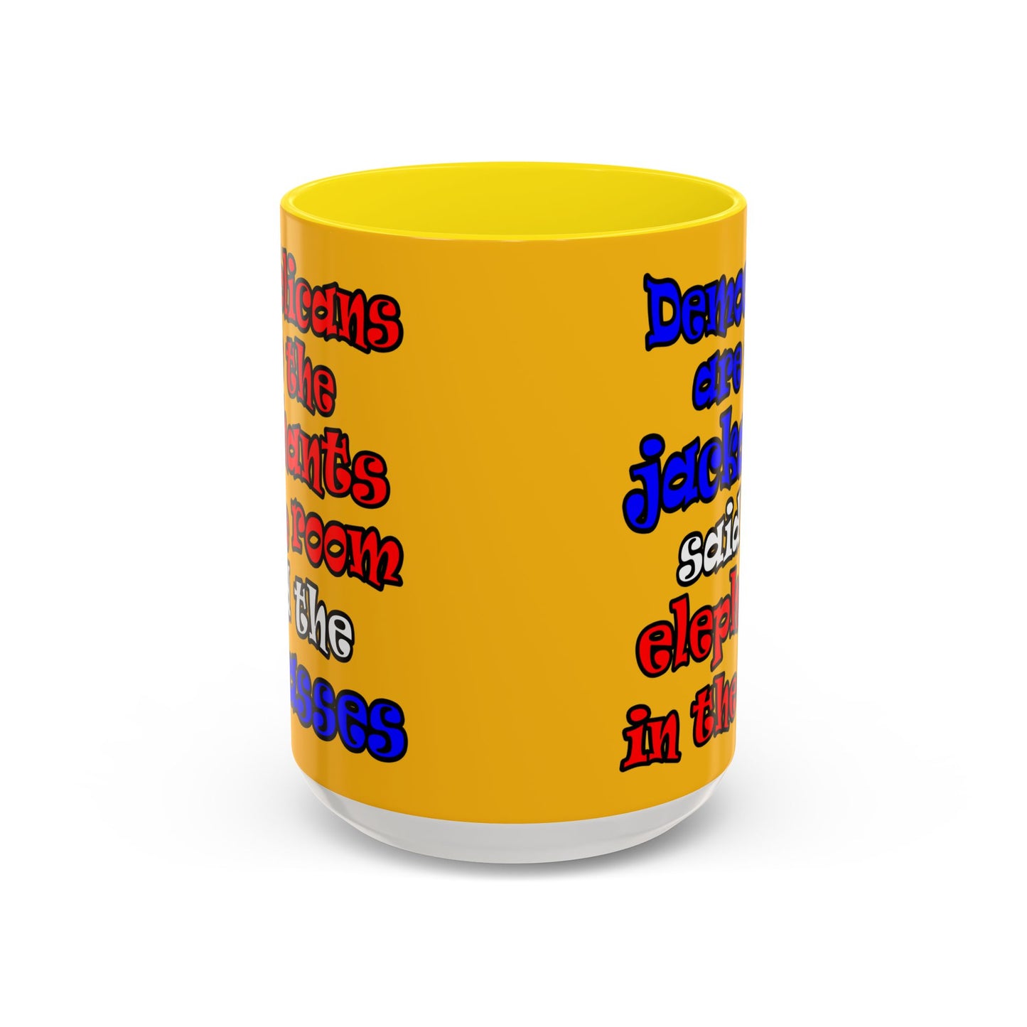 donkeys and elephants - Accent Mug (yellow)