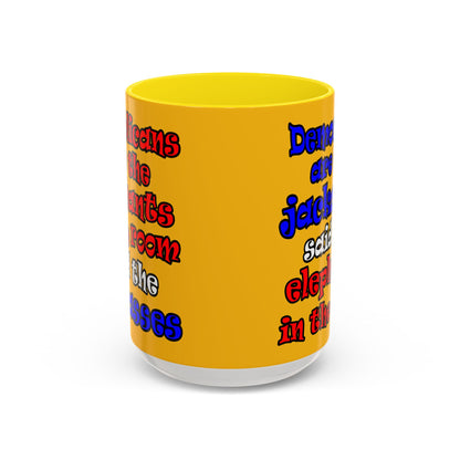donkeys and elephants - Accent Mug (yellow)