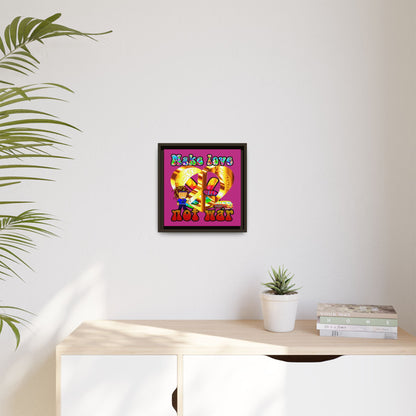 love peace - framed canvas art (pink)