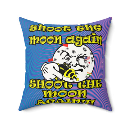 shoot the moon again - Faux Suede Square Pillow - (light blue-purple wave)