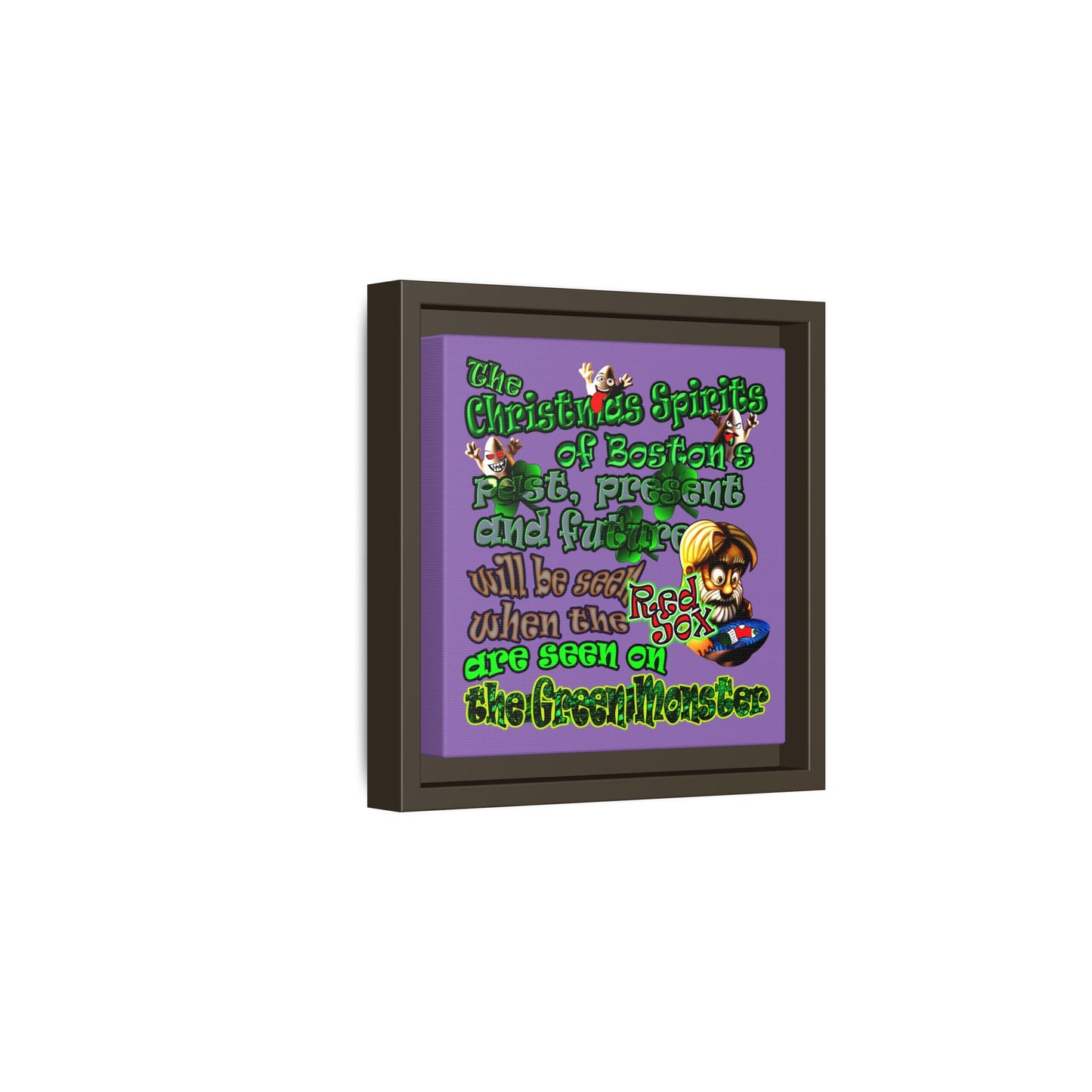 christmas spirits of boston - framed canvas art (light purple)
