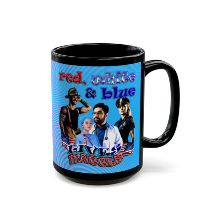 rw&b lives matter - Black Mug (light blue-purple wave)