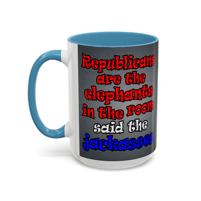 donkeys and elephants - Accent Mug (grey-light grey)