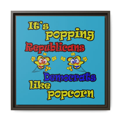popping like popcorn - framed canvas art (turquoise)
