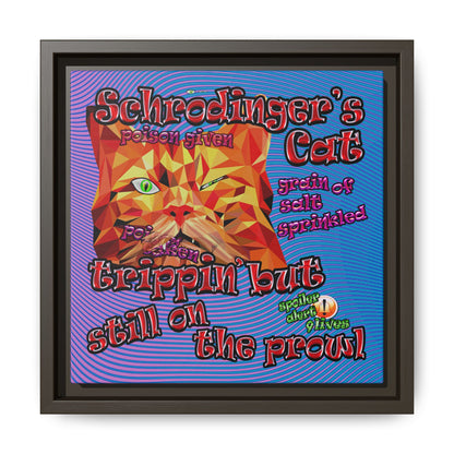 schrodinger's cat - framed canvas art (light blue-purple wave)