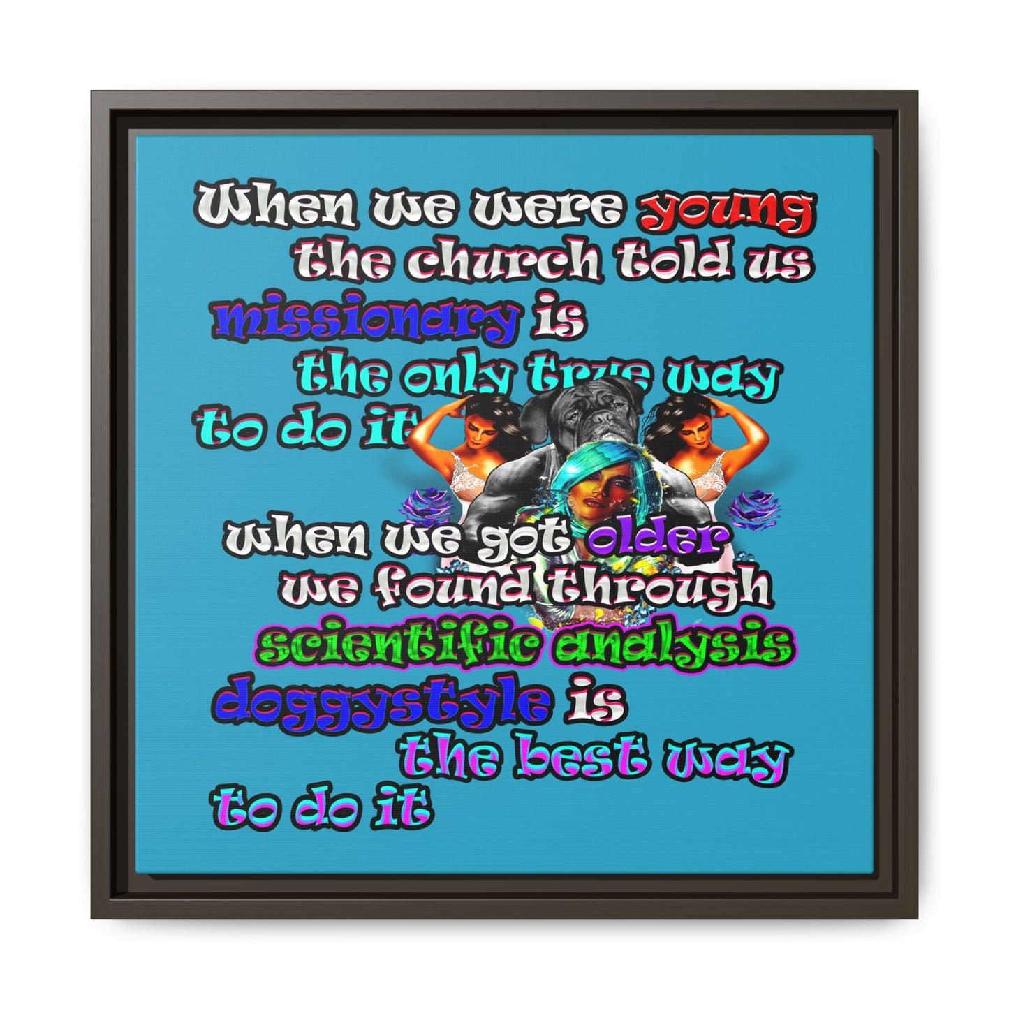 doggystyle - framed canvas art (turquoise)