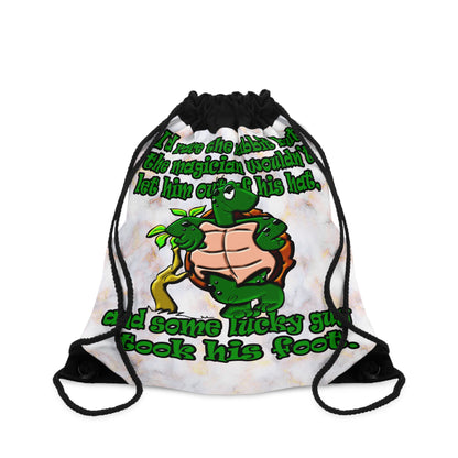 turtle race - Drawstring Bag (white marble)