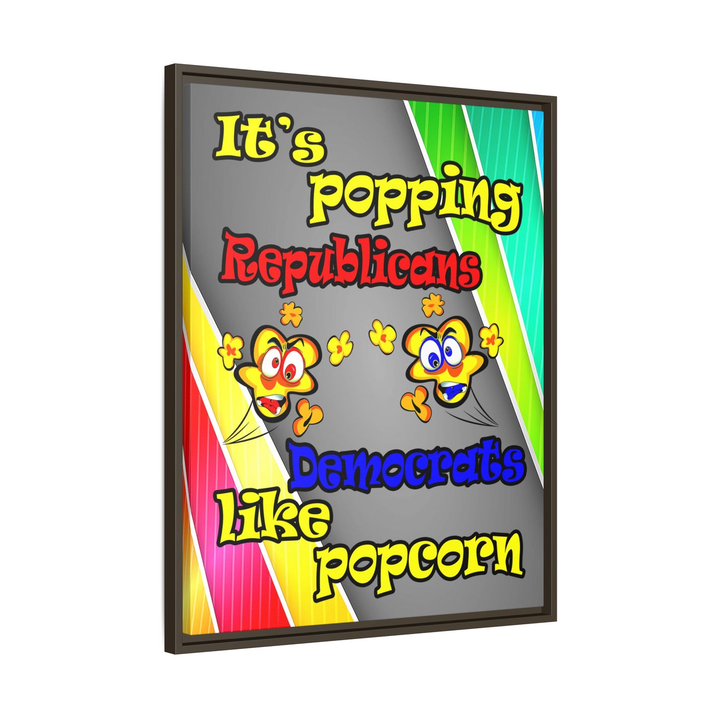 popping like popcorn - framed canvas art (rainbow split)