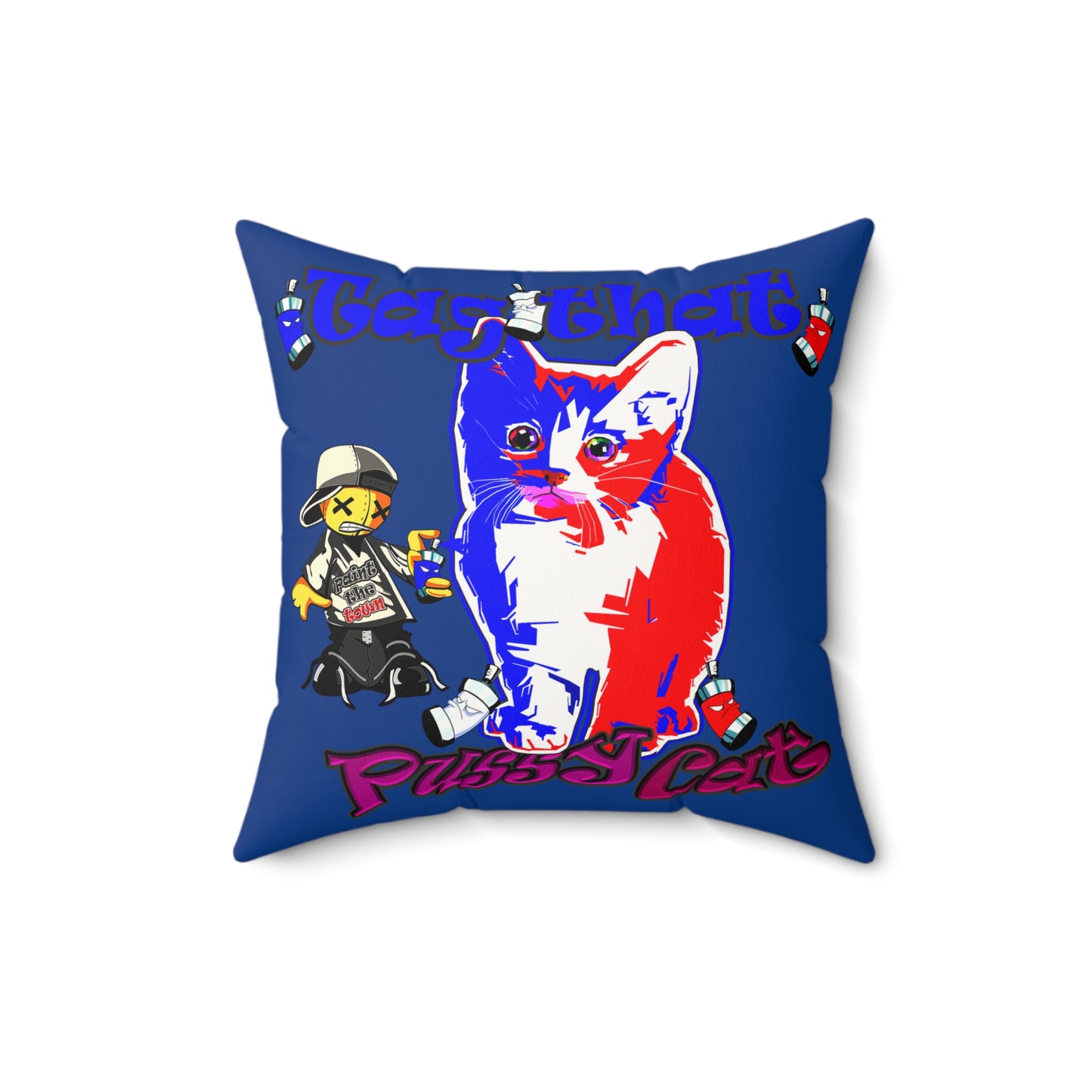 tag that - Faux Suede Square Pillow - (dark blue)