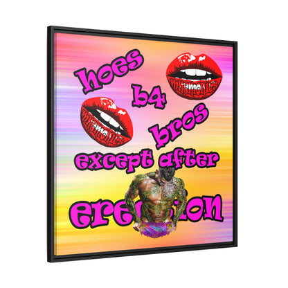 hoes b4 bros - framed canvas art (color blur)