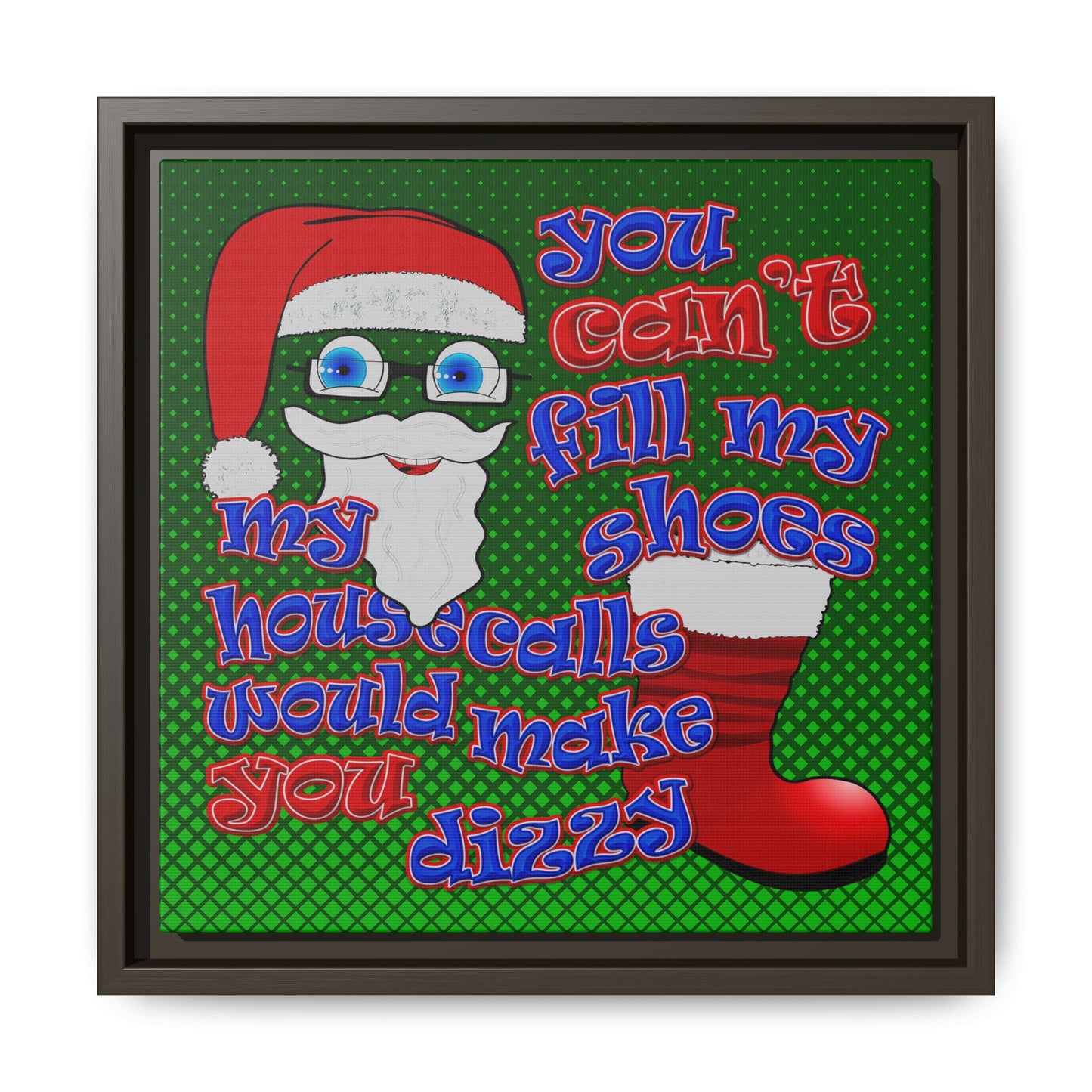 santa's shoes - framed canvas art (logo green)