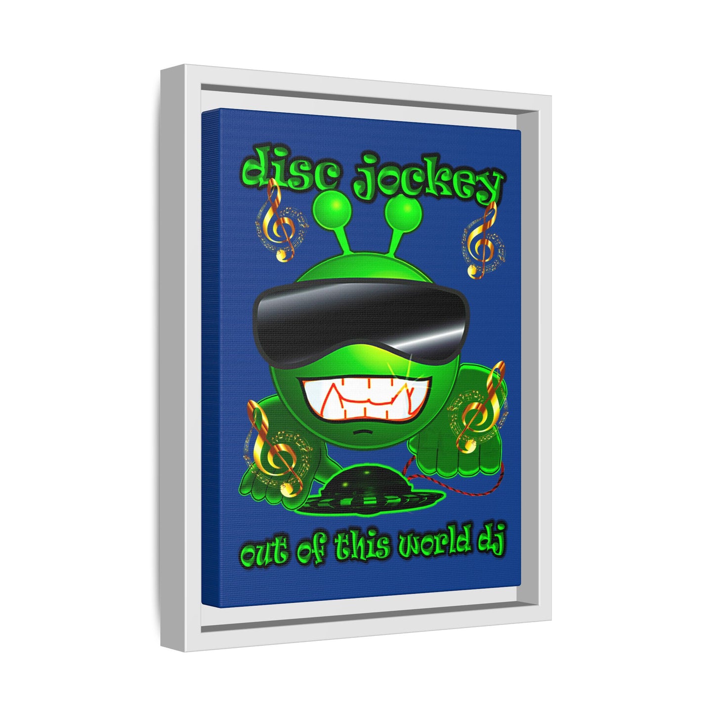 disc jockey - framed canvas art (dark blue)