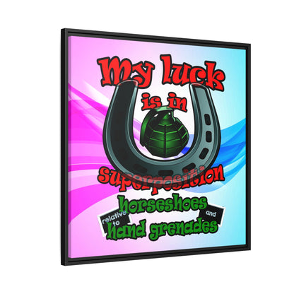 my luck - framed canvas art (light blue-pink wave)
