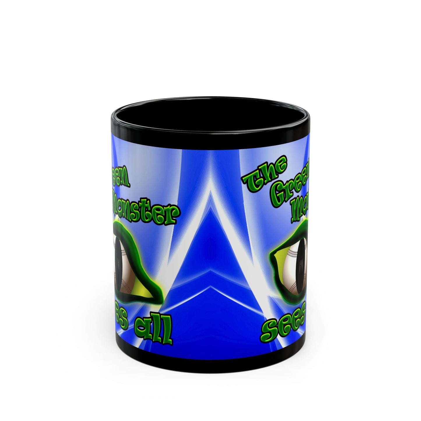 green monster - Black Mug (blue-white wave)