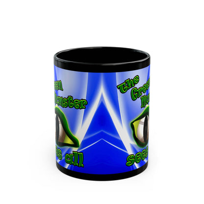 green monster - Black Mug (blue-white wave)