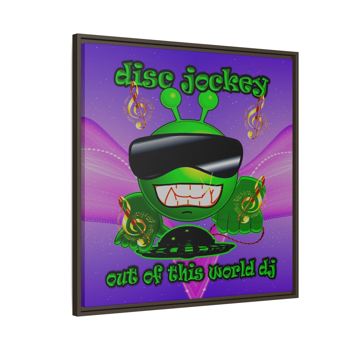 disc jockey - framed canvas art (purple-pink wave)