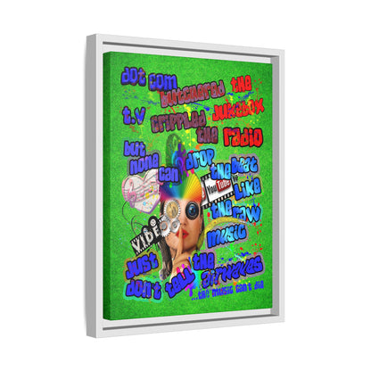 drop the beat - framed canvas art (green turf)